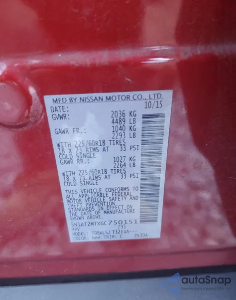 2016 Nissan Rogue S из США, поврежденный, VIN 5N1AT2MTXGC750151